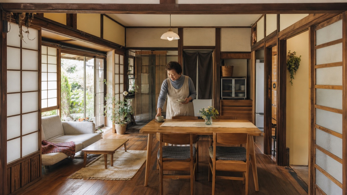 既存の木部と障子を生かした地域の戸建て住宅の暮らし
